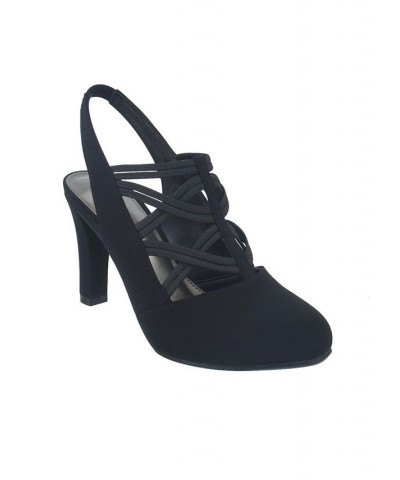 Women's Vail Stretch Elastic Sling-Back Pumps with Memory Foam Black $39.20 Shoes