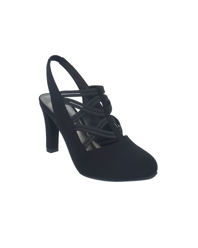 Women's Vail Stretch Elastic Sling-Back Pumps with Memory Foam Black $39.20 Shoes