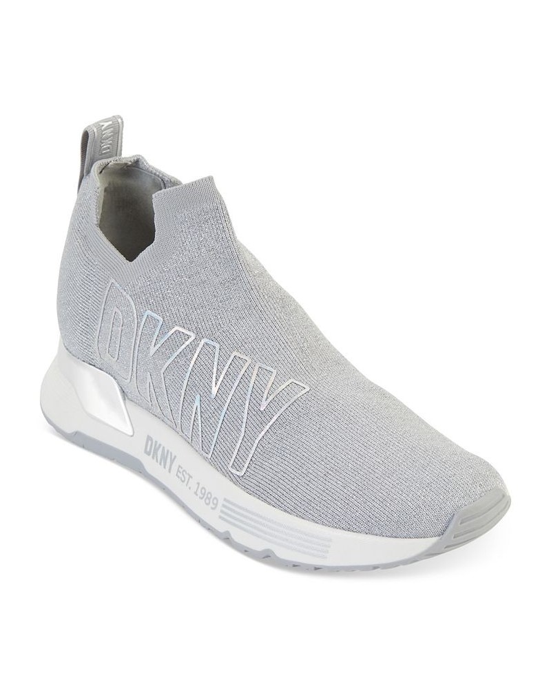 Women's Noto Logo Slip-On Fashion Sneakers Silver $56.76 Shoes