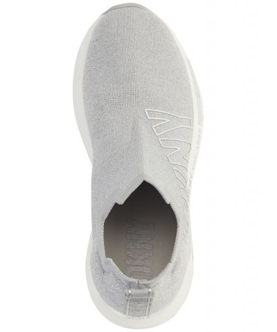 Women's Noto Logo Slip-On Fashion Sneakers Silver $56.76 Shoes