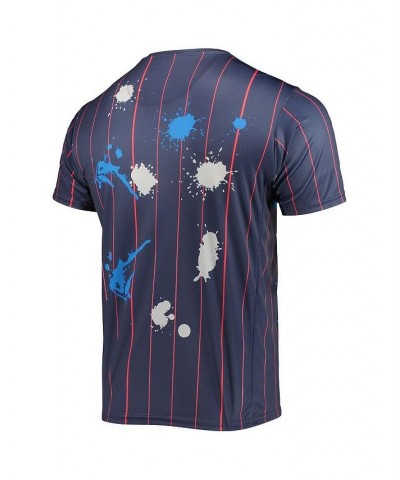 Men's Navy Philadelphia 76Ers Striped Splatter T-shirt $34.19 T-Shirts