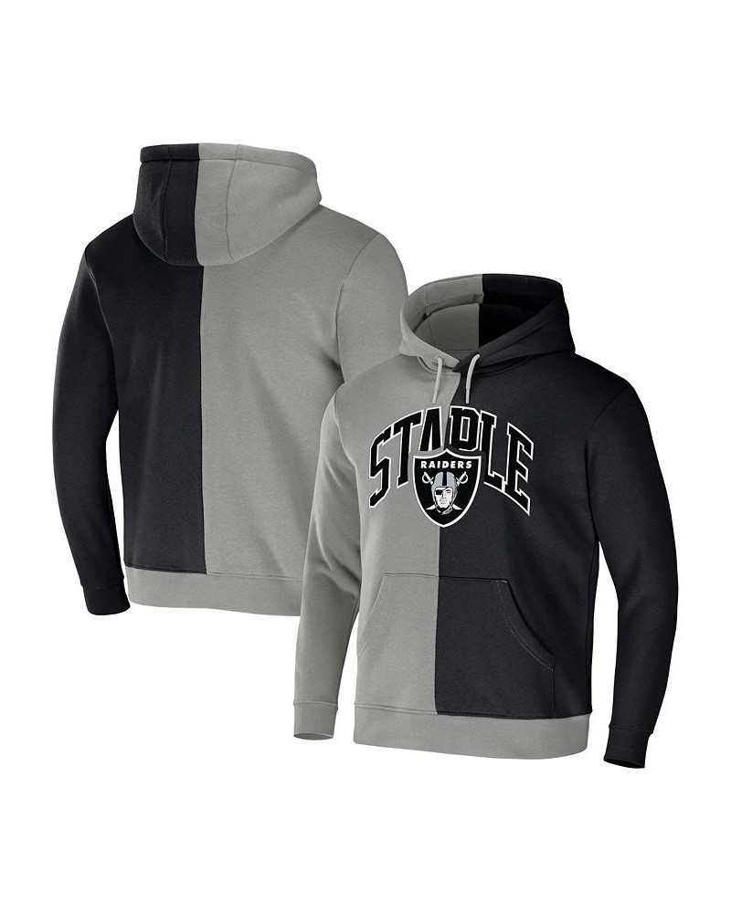 Men's NFL X Staple Gray, Black Las Vegas Raiders Split Logo Pullover Hoodie $34.31 Sweatshirt