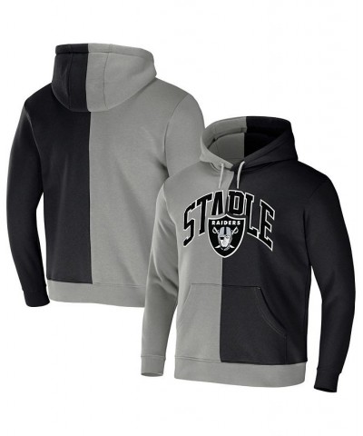 Men's NFL X Staple Gray, Black Las Vegas Raiders Split Logo Pullover Hoodie $34.31 Sweatshirt