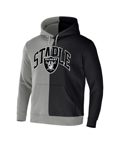 Men's NFL X Staple Gray, Black Las Vegas Raiders Split Logo Pullover Hoodie $34.31 Sweatshirt