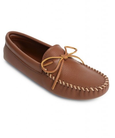 Men's Deerskin Leather Softsole Moccasin Loafers Brown $45.58 Shoes