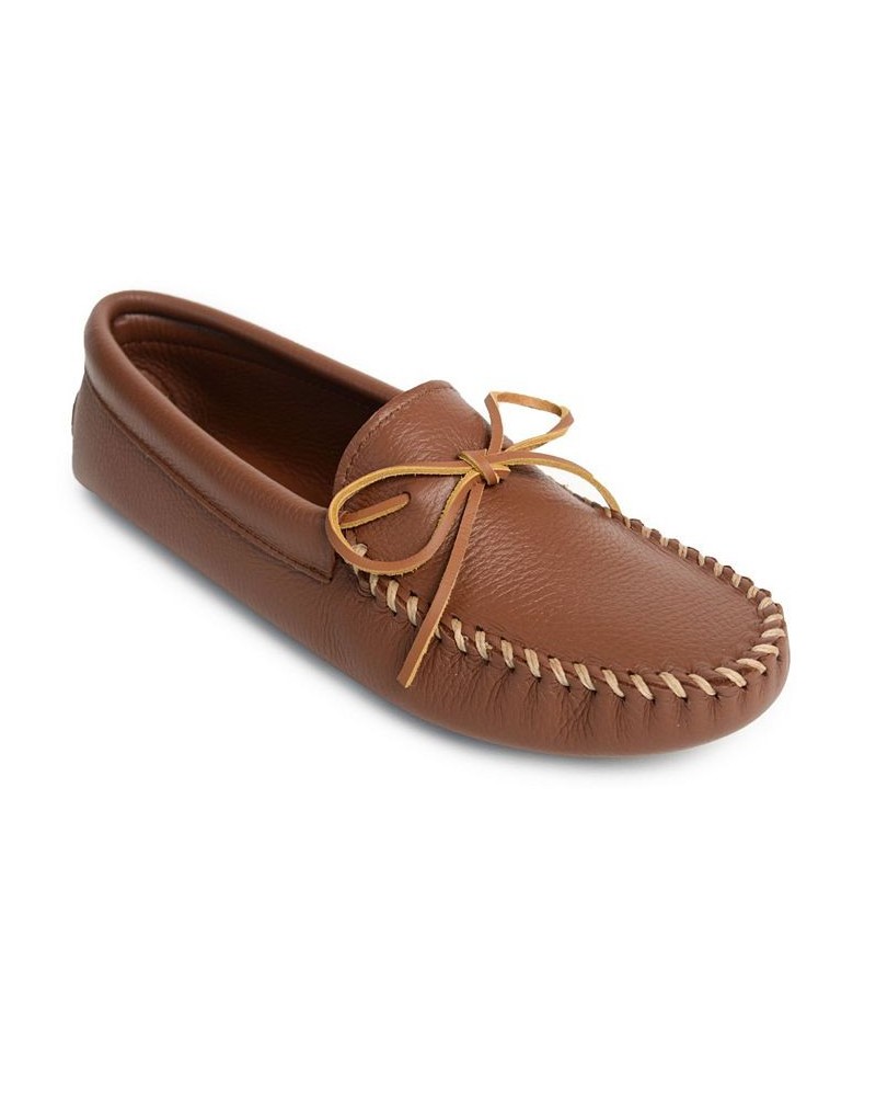 Men's Deerskin Leather Softsole Moccasin Loafers Brown $45.58 Shoes