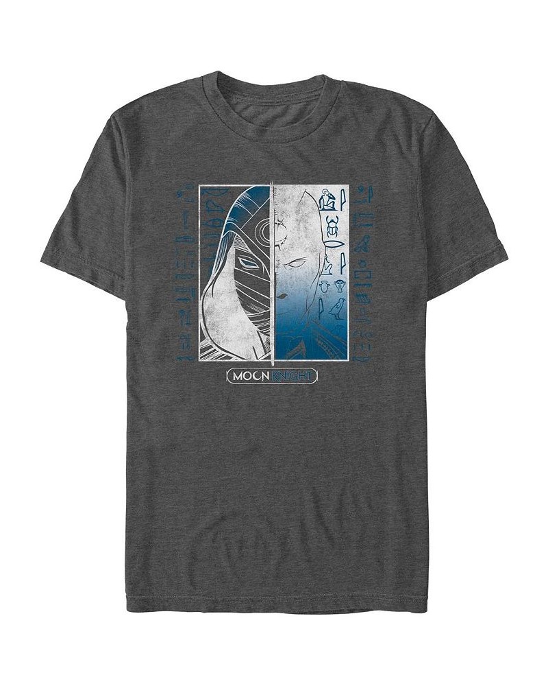 Men's Moon Knight Split Short Sleeve T-shirt Gray $18.54 T-Shirts