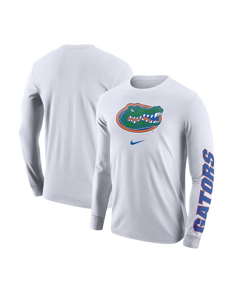 Men's White Florida Gators Team Lockup 2-Hit Long Sleeve T-shirt $27.99 T-Shirts