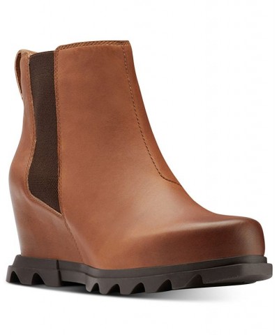 Women's Joan of Artic Wedge III Lug Sole Chelsea Booties Brown $52.77 Shoes