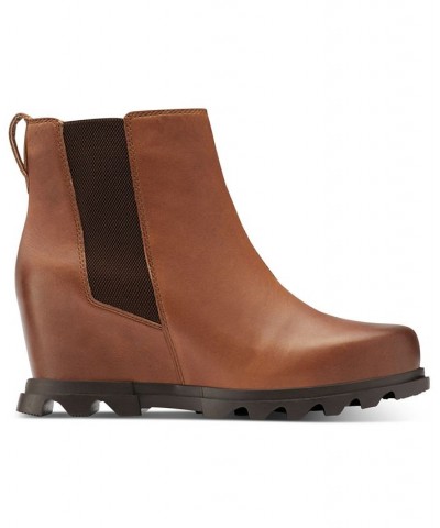 Women's Joan of Artic Wedge III Lug Sole Chelsea Booties Brown $52.77 Shoes