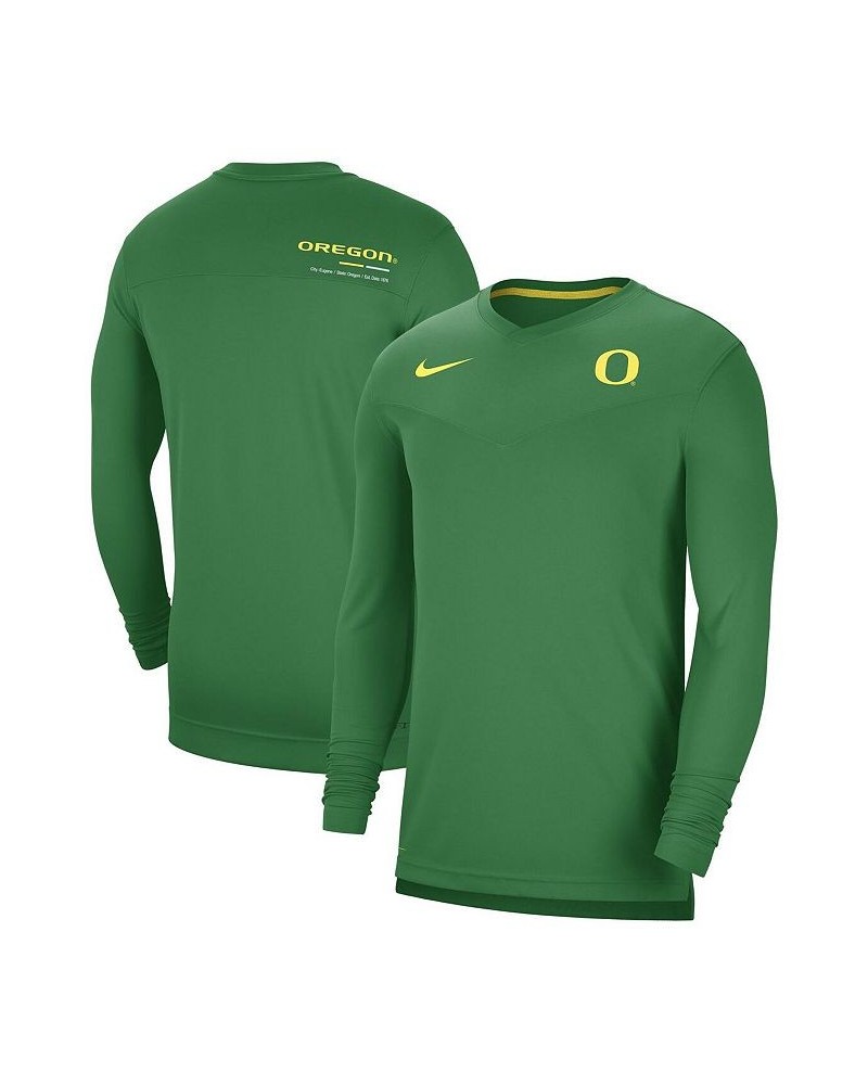 Men's Green Oregon Ducks 2022 Coach Performance Long Sleeve V-Neck T-shirt $29.25 T-Shirts