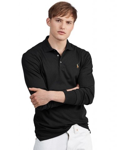 Men's Classic-Fit Long Sleeve Soft Cotton Polo Black $45.00 Polo Shirts