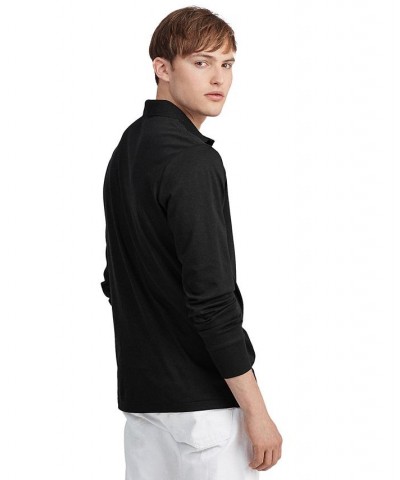 Men's Classic-Fit Long Sleeve Soft Cotton Polo Black $45.00 Polo Shirts