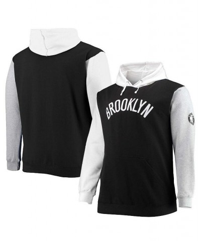 Men's Branded Black and White Brooklyn Nets Big and Tall Double Contrast Pullover Hoodie $45.00 Sweatshirt