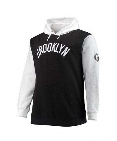 Men's Branded Black and White Brooklyn Nets Big and Tall Double Contrast Pullover Hoodie $45.00 Sweatshirt