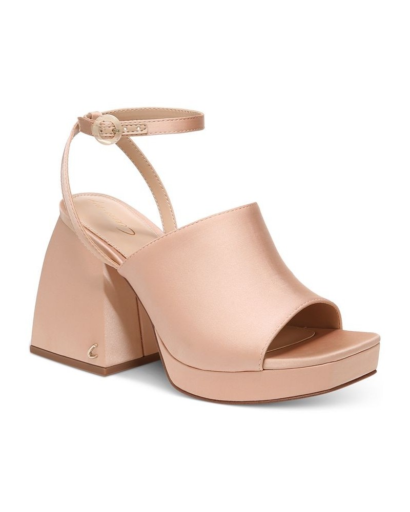 Miranda Two-Piece Platform Sandals Tan/Beige $42.57 Shoes