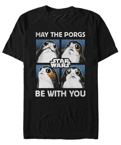 Star Wars Men's May The Porgs Be With You Short Sleeve T-Shirt Black $17.50 T-Shirts