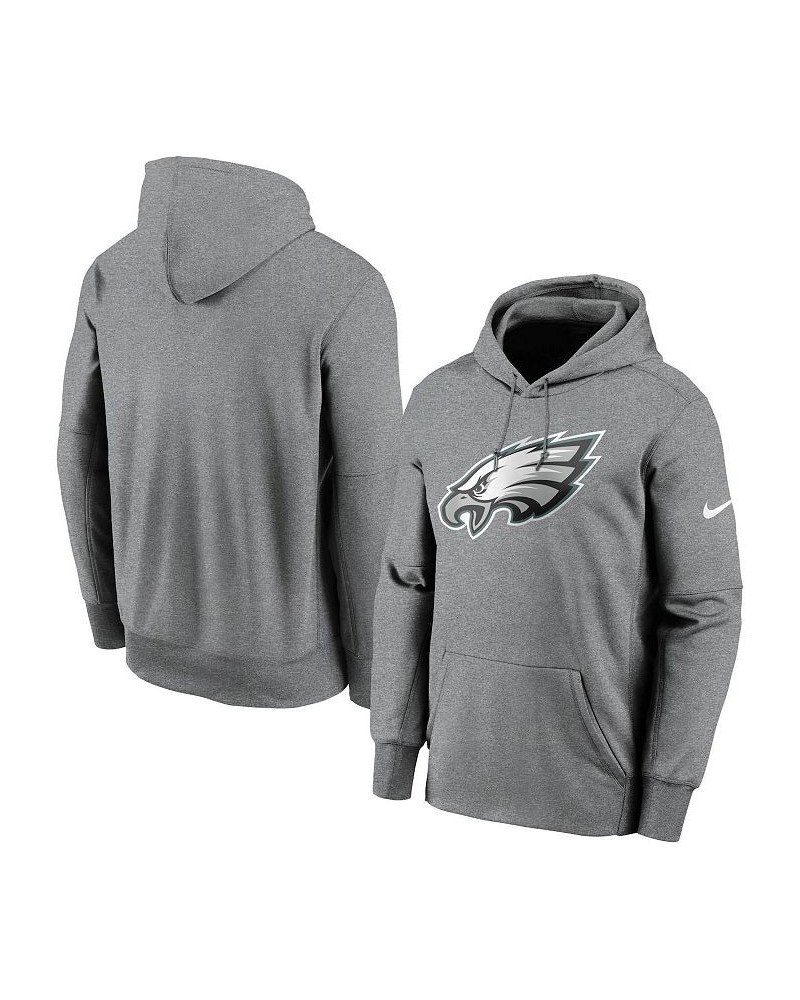 Men's Heathered Gray Philadelphia Eagles Fan Gear Primary Logo Performance Pullover Hoodie $39.10 Sweatshirt