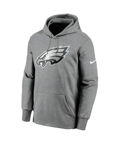 Men's Heathered Gray Philadelphia Eagles Fan Gear Primary Logo Performance Pullover Hoodie $39.10 Sweatshirt