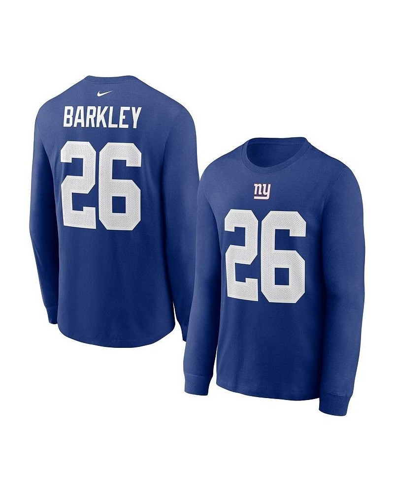 Men's Saquon Barkley Royal New York Giants Player Name and Number Long Sleeve T-shirt $22.35 T-Shirts