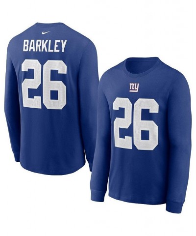 Men's Saquon Barkley Royal New York Giants Player Name and Number Long Sleeve T-shirt $22.35 T-Shirts