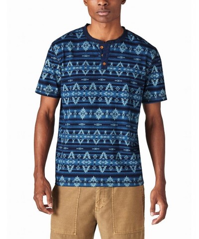 Men's Jersey Aztec Print Short Sleeve Henley T-shirt $25.45 T-Shirts