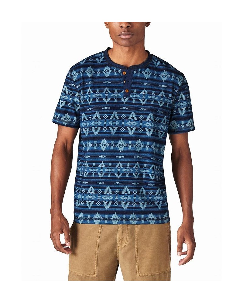 Men's Jersey Aztec Print Short Sleeve Henley T-shirt $25.45 T-Shirts