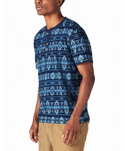 Men's Jersey Aztec Print Short Sleeve Henley T-shirt $25.45 T-Shirts