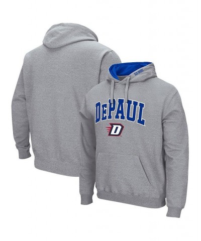 Men's Heather Gray DePaul Blue Demons Arch and Logo 3.0 Pullover Hoodie $21.92 Sweatshirt