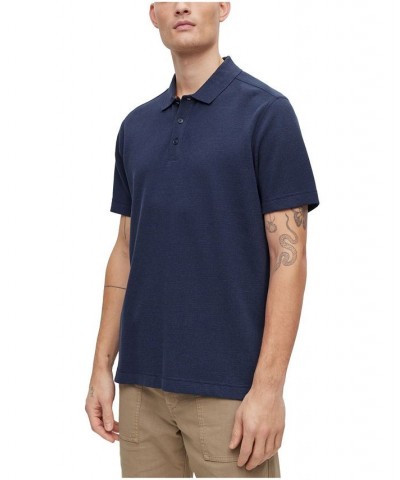 BOSS Men's Relaxed-Fit Cotton-Blend Waffle Structure Polo Shirt Blue $34.56 Polo Shirts