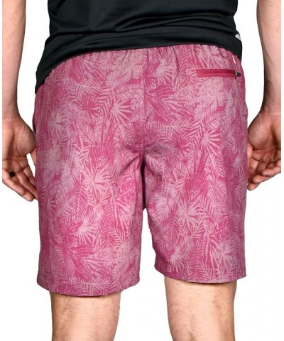 Men's Regular Fit Palm Leaf Print Sport Shorts Red $33.39 Shorts