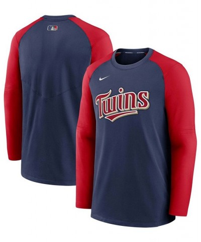 Men's Navy, Red Minnesota Twins Authentic Collection Pregame Performance Raglan Pullover Sweatshirt $42.30 Sweatshirt