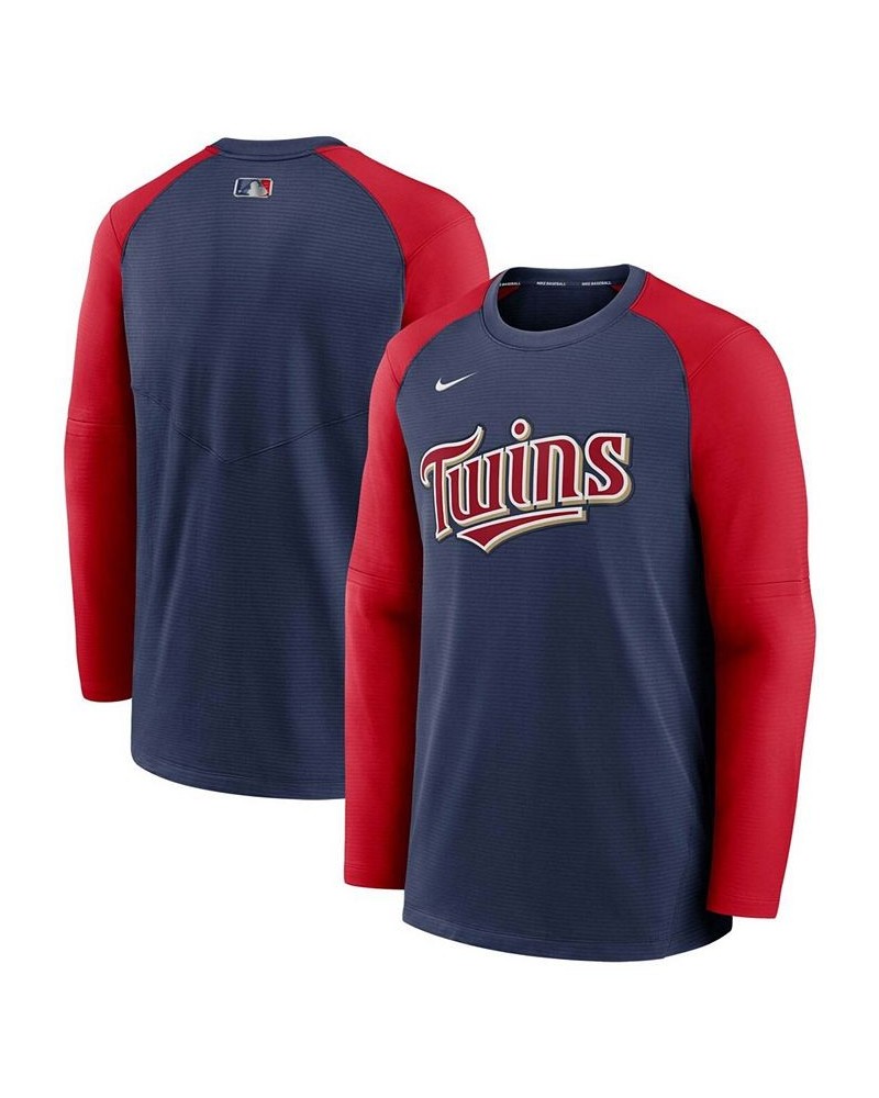 Men's Navy, Red Minnesota Twins Authentic Collection Pregame Performance Raglan Pullover Sweatshirt $42.30 Sweatshirt