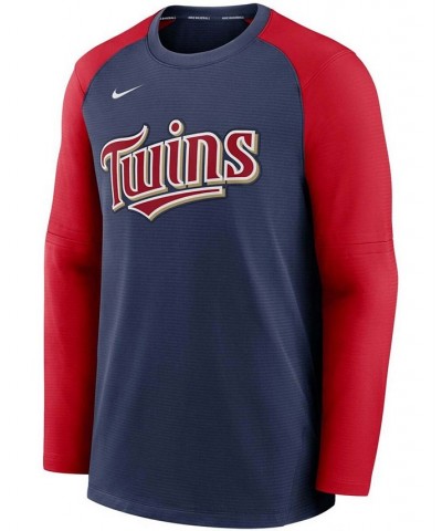 Men's Navy, Red Minnesota Twins Authentic Collection Pregame Performance Raglan Pullover Sweatshirt $42.30 Sweatshirt