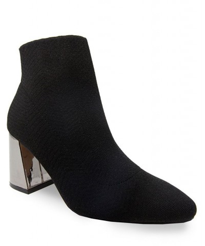 Women's Alia Mirrored Heel Bootie Black $49.17 Shoes