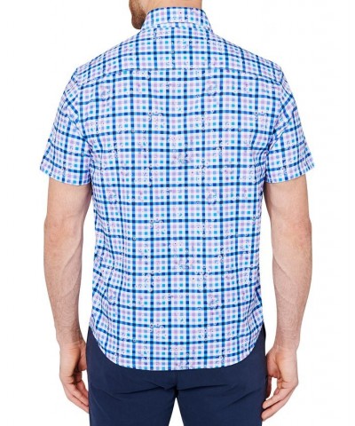 Men's Slim-Fit Plaid Button-Down Performance Shirt Blue $20.27 Shirts