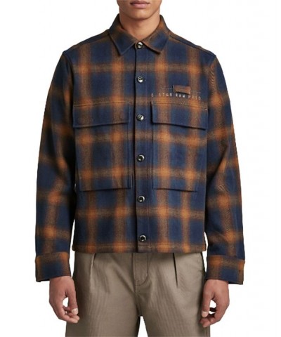 Men's Pocketony Long-Sleeve Plaid Service Overshirt Multi $80.00 Shirts