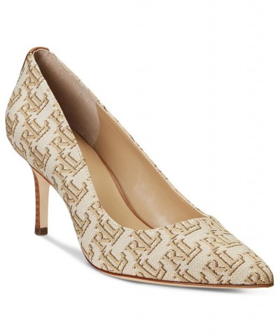 Women's Lanette Monogram Jacquard Pumps Tan/Beige $52.65 Shoes