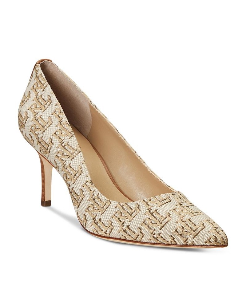 Women's Lanette Monogram Jacquard Pumps Tan/Beige $52.65 Shoes