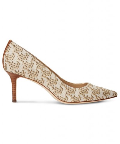 Women's Lanette Monogram Jacquard Pumps Tan/Beige $52.65 Shoes