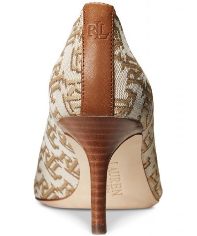 Women's Lanette Monogram Jacquard Pumps Tan/Beige $52.65 Shoes