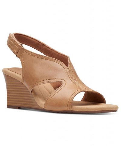 Women's Kyarra Aster Cutout Wedge Sandals Brown $42.51 Shoes