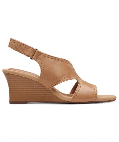 Women's Kyarra Aster Cutout Wedge Sandals Brown $42.51 Shoes