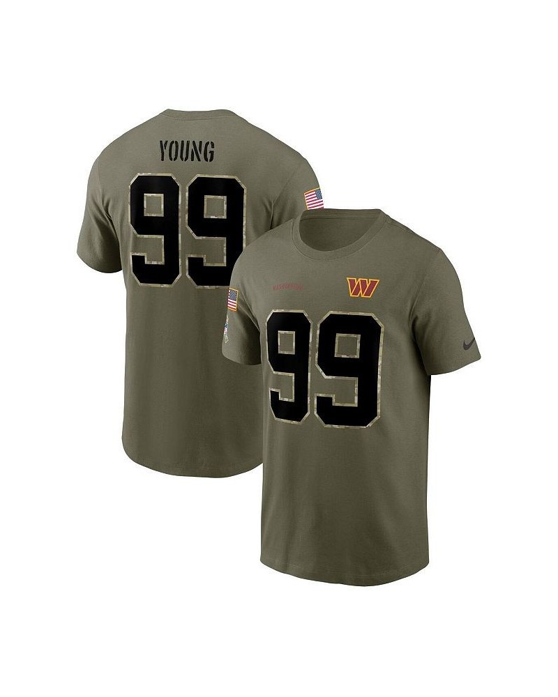 Men's Chase Young Olive Washington Commanders 2022 Salute To Service Name and Number T-shirt $22.55 T-Shirts