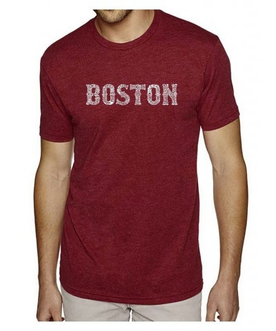 Men's Premium Word Art T-Shirt - Boston Neighborhoods Red $18.00 T-Shirts