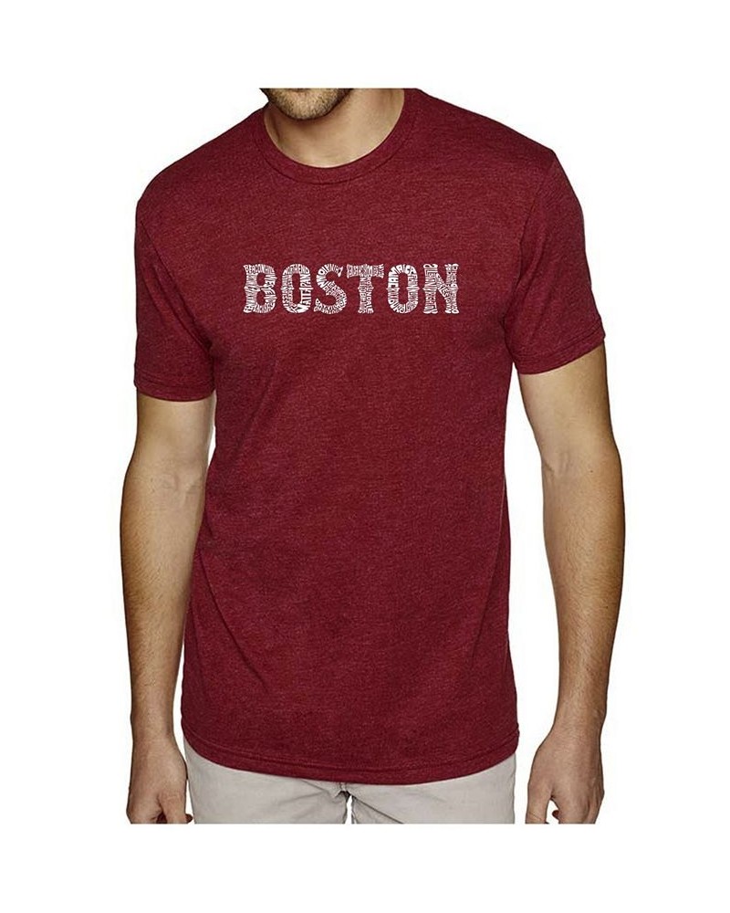 Men's Premium Word Art T-Shirt - Boston Neighborhoods Red $18.00 T-Shirts