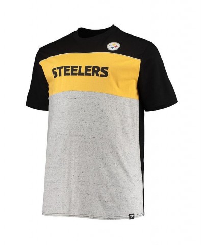 Men's Black, Heathered Gray Pittsburgh Steelers Big & Tall Color Block T-shirt $21.50 T-Shirts