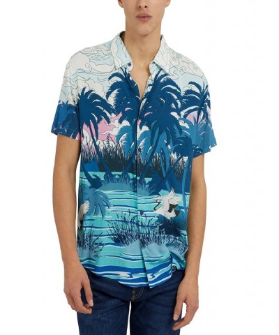 Men's Tropical-Print Button-Down Shirt Yellow $48.06 Shirts