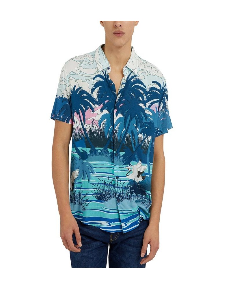 Men's Tropical-Print Button-Down Shirt Yellow $48.06 Shirts