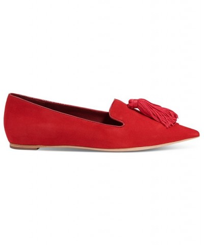 Women's Adore Tassel Pointed-Toe Loafer Flats Red $83.20 Shoes